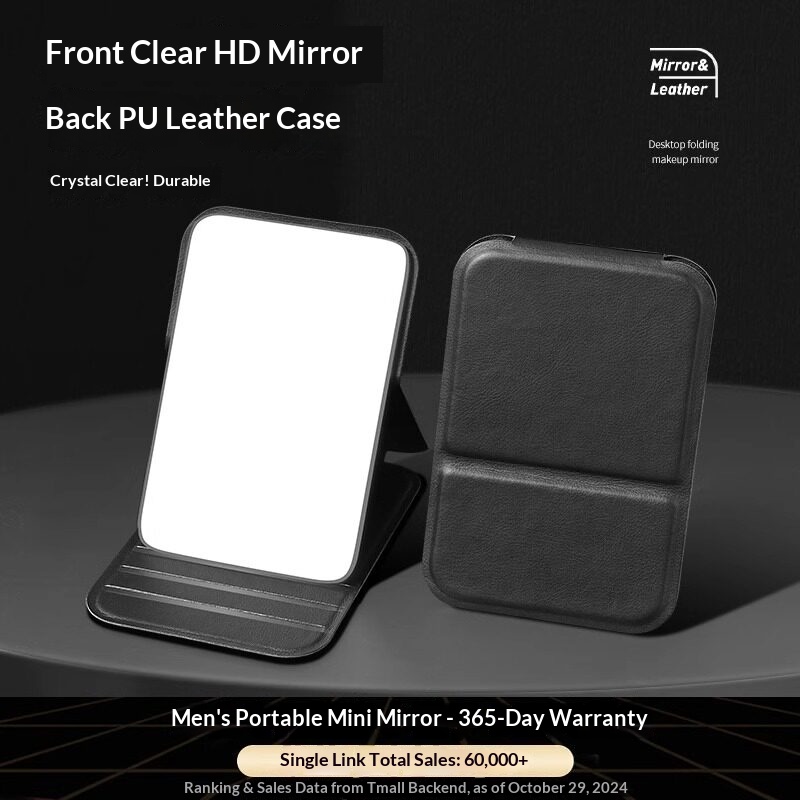 Men'S Grooming Mirror - Espelho Compacto Dobrável de Couro PU,