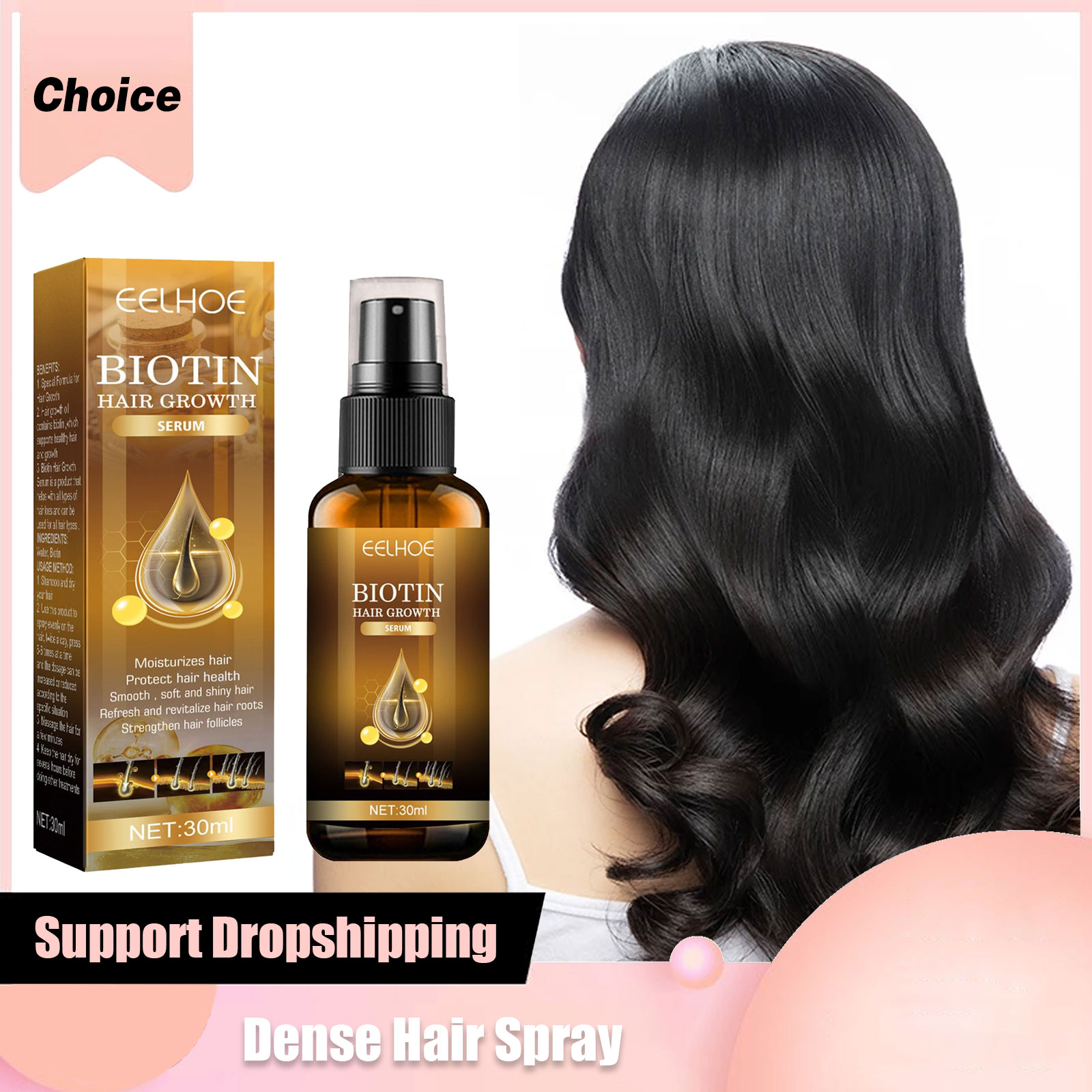 Beard Oil Growth - Biotina spray de crescimento capilar, reparação